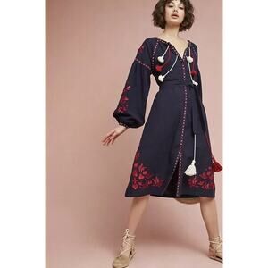 Antrhropologie Child of the Universe Madalyn Embroidered Shift Dress Size Small